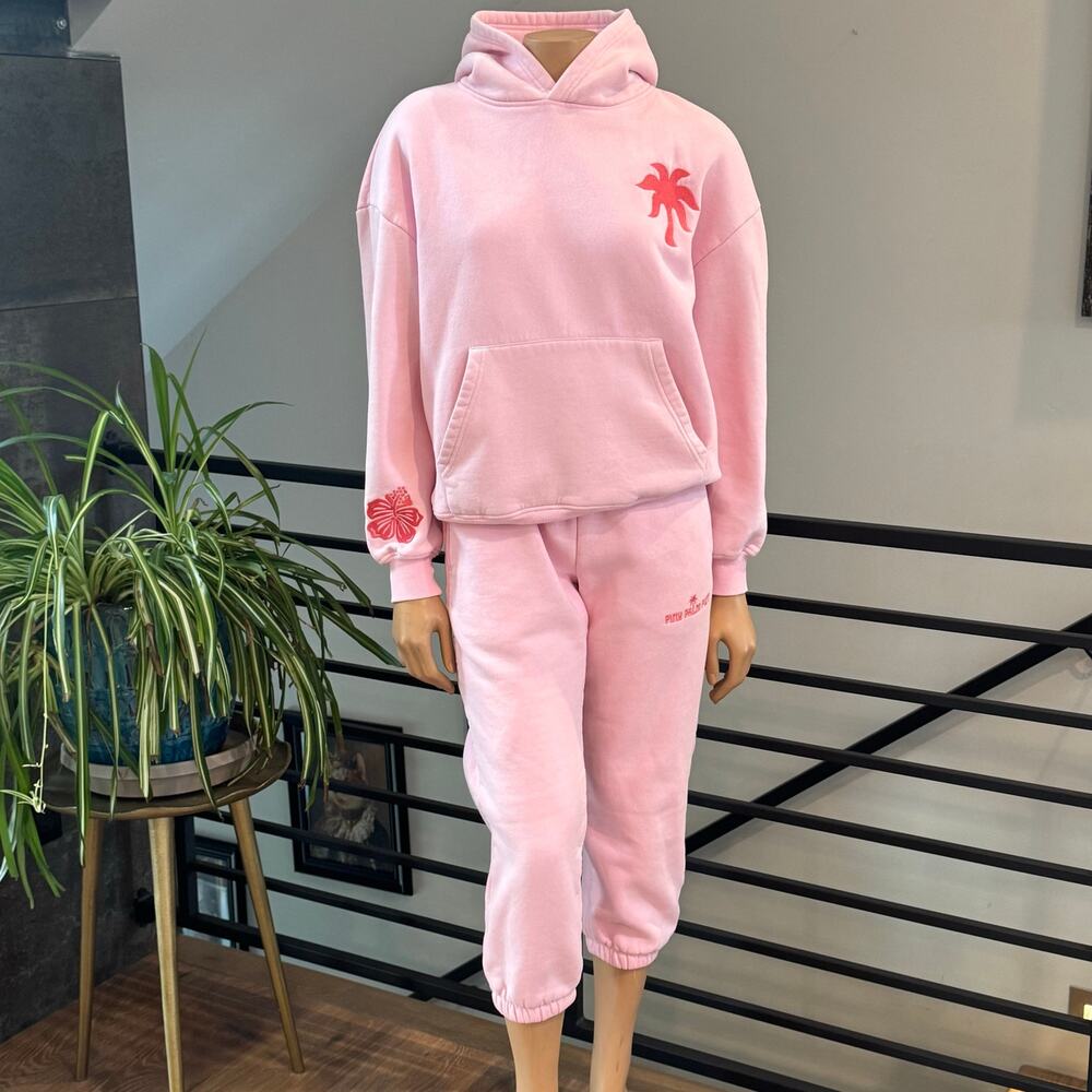 Pink Palm Puff Pink Hoodie XS Sweatpants SHXS Set Everything Comes In Waves